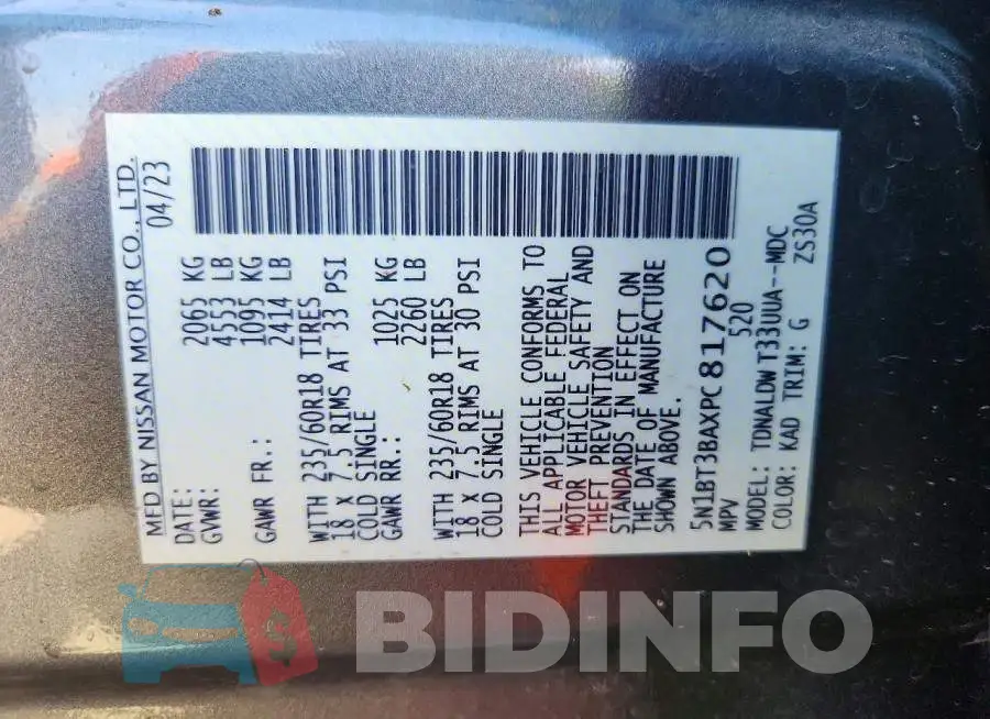 5N1BT3BAXPC817620 Photo# 14