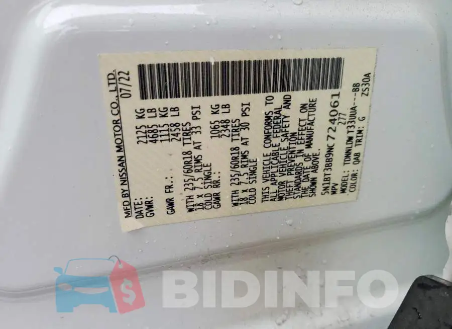 5N1BT3BB9NC724061 Photo# 14