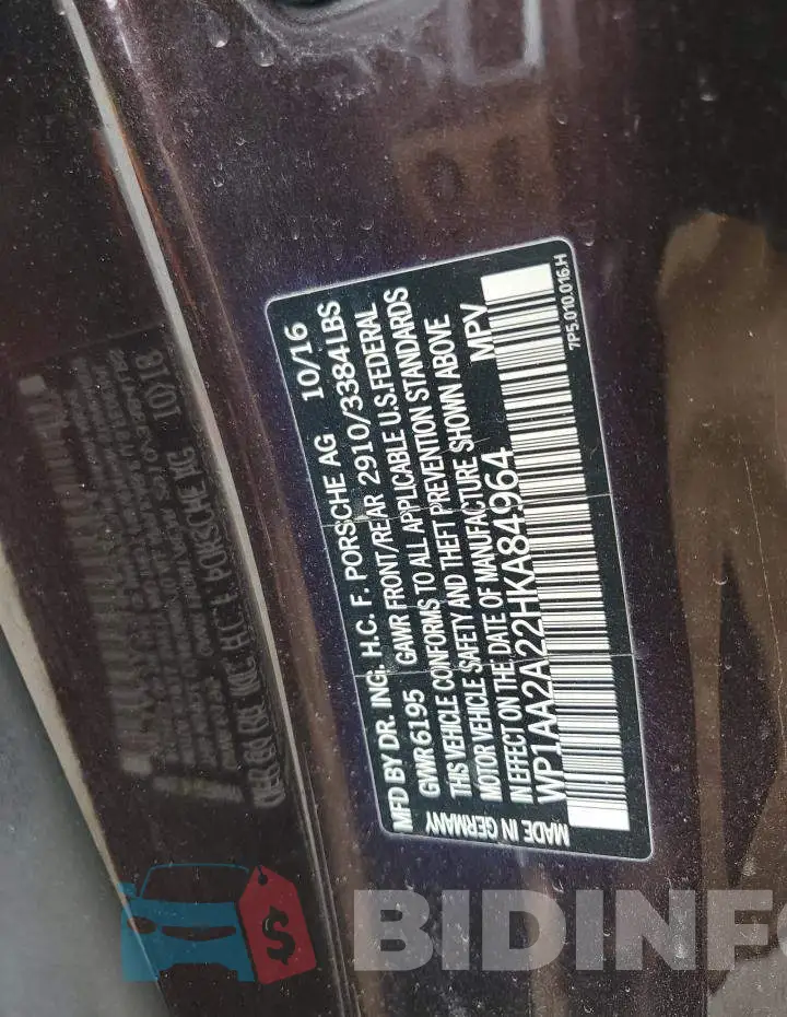 WP1AA2A22HKA84964 Photo# 13