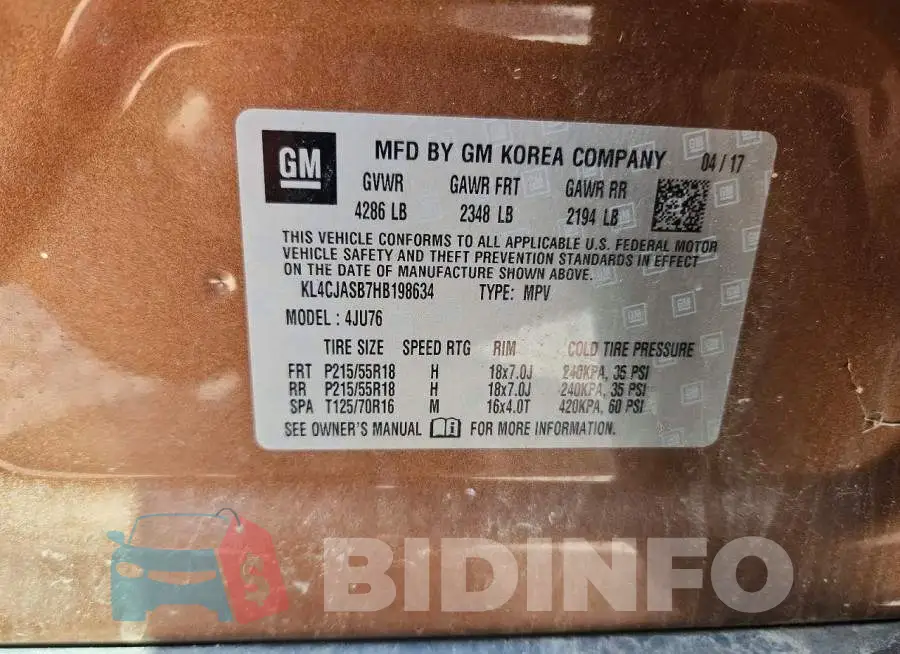 KL4CJASB7HB198634 Photo# 13