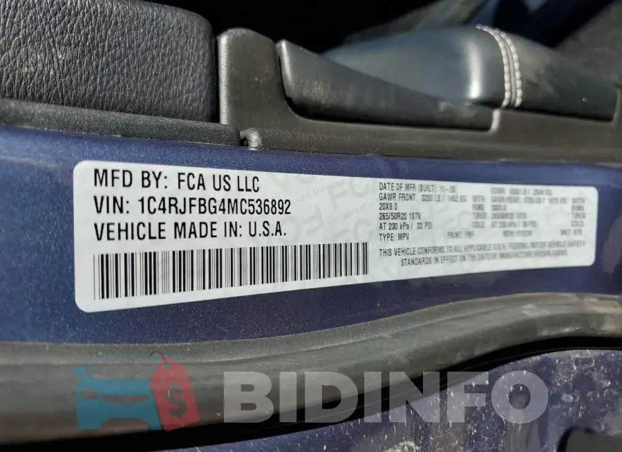 1C4RJFBG4MC536892 Photo# 13