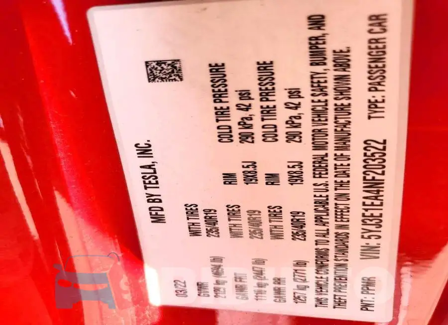 5YJ3E1EA4NF203522 Photo# 12