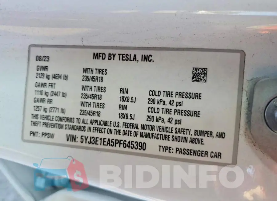 5YJ3E1EA5PF645390 Photo# 12