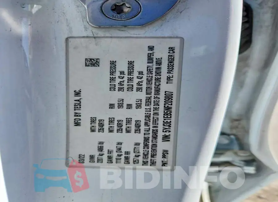 5YJ3E1EB5NF209807 Photo# 13