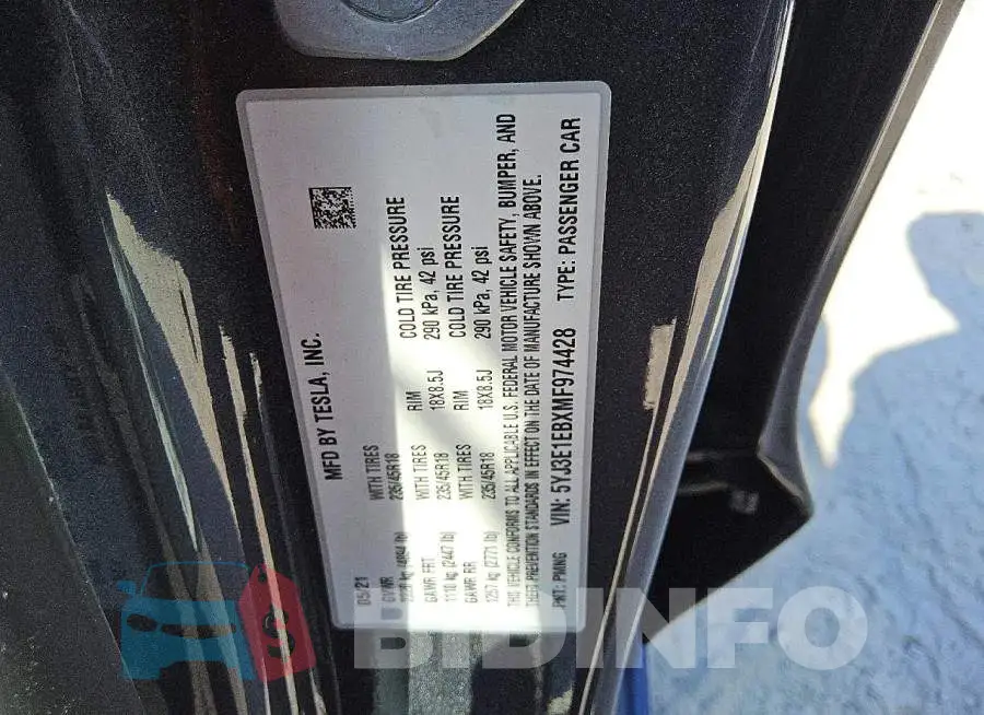 5YJ3E1EBXMF974428 Photo# 12