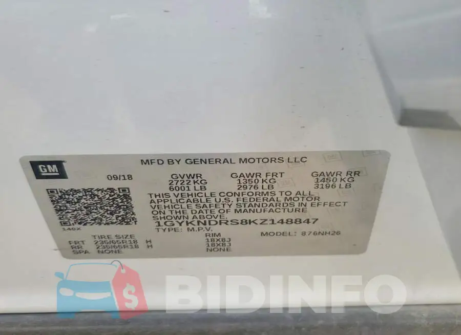 1GYKNDRS8KZ148847 Photo# 13