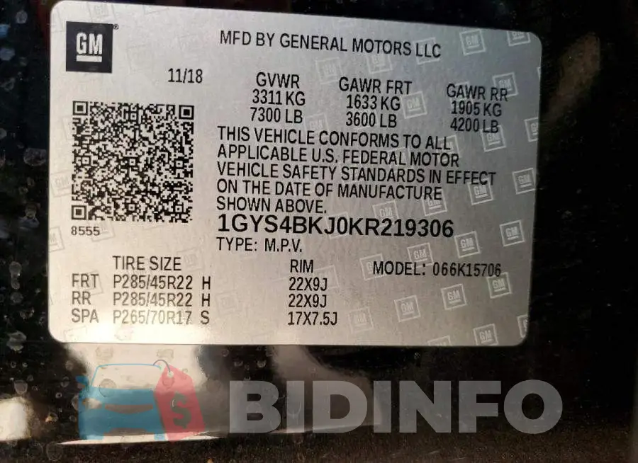 1GYS4BKJ0KR219306 Photo# 13