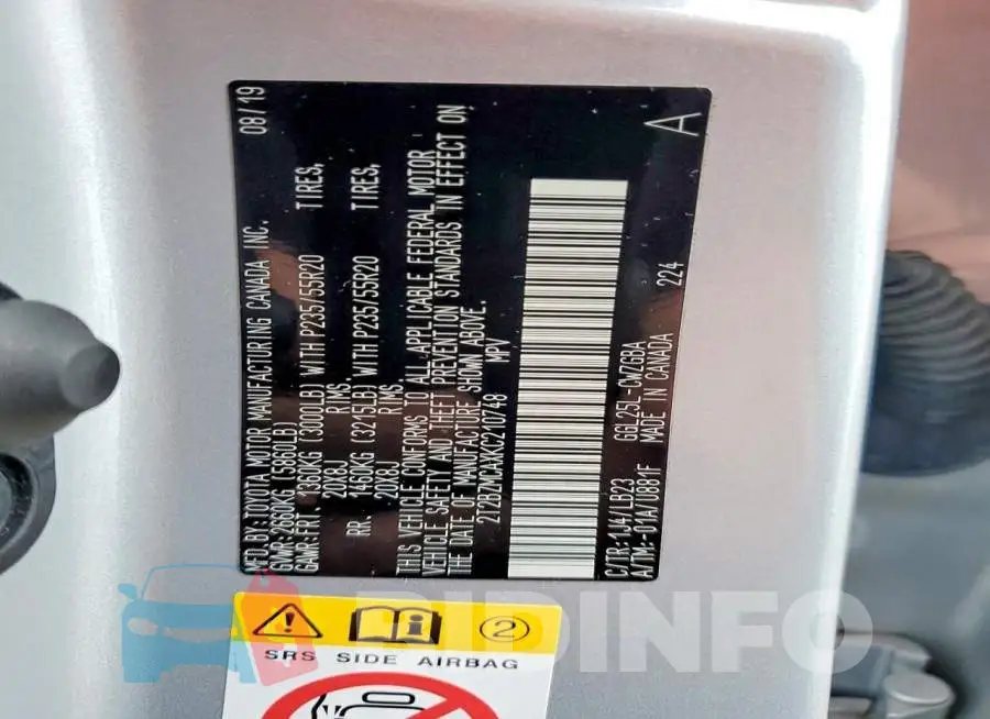 2T2BZMCAXKC210748 Photo# 13