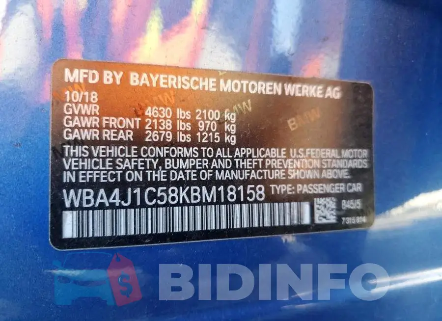 WBA4J1C58KBM18158 Photo# 12