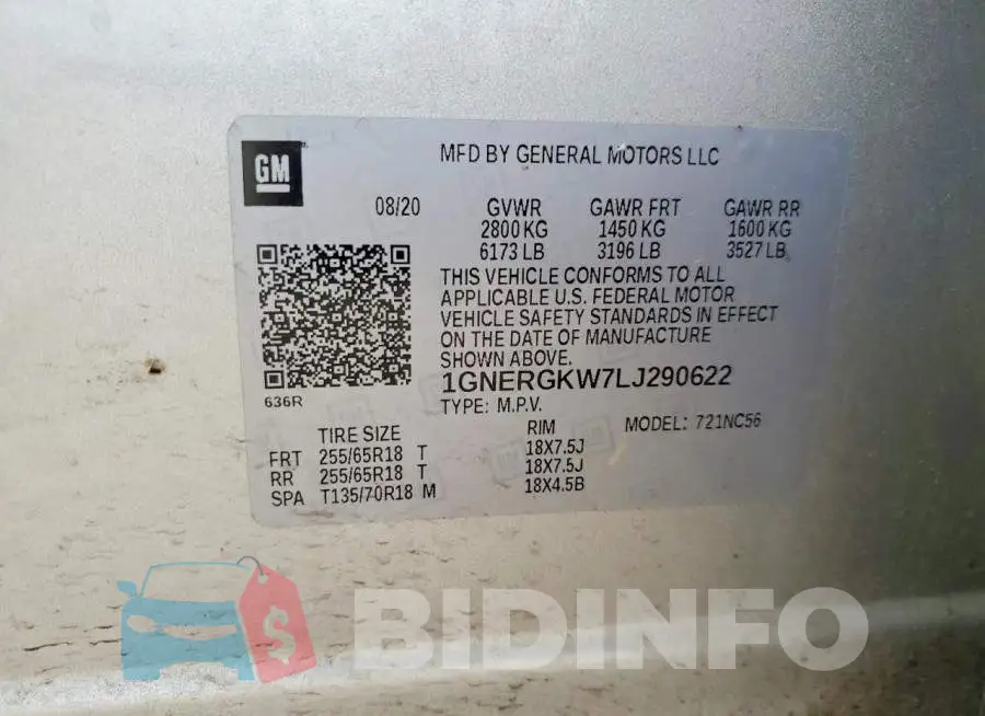1GNERGKW7LJ290622 Photo# 13