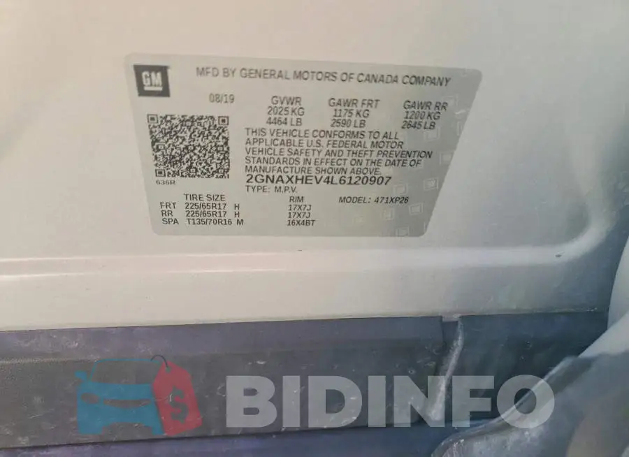 2GNAXHEV4L6120907 Photo# 13