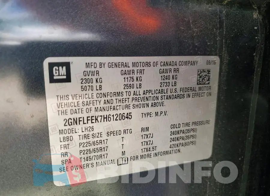 2GNFLFEK7H6120645 Photo# 13