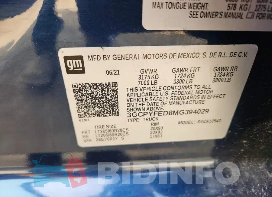 3GCPYFED8MG394029 Photo# 12