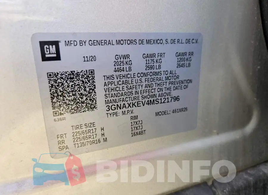 3GNAXKEV4MS121796 Photo# 13