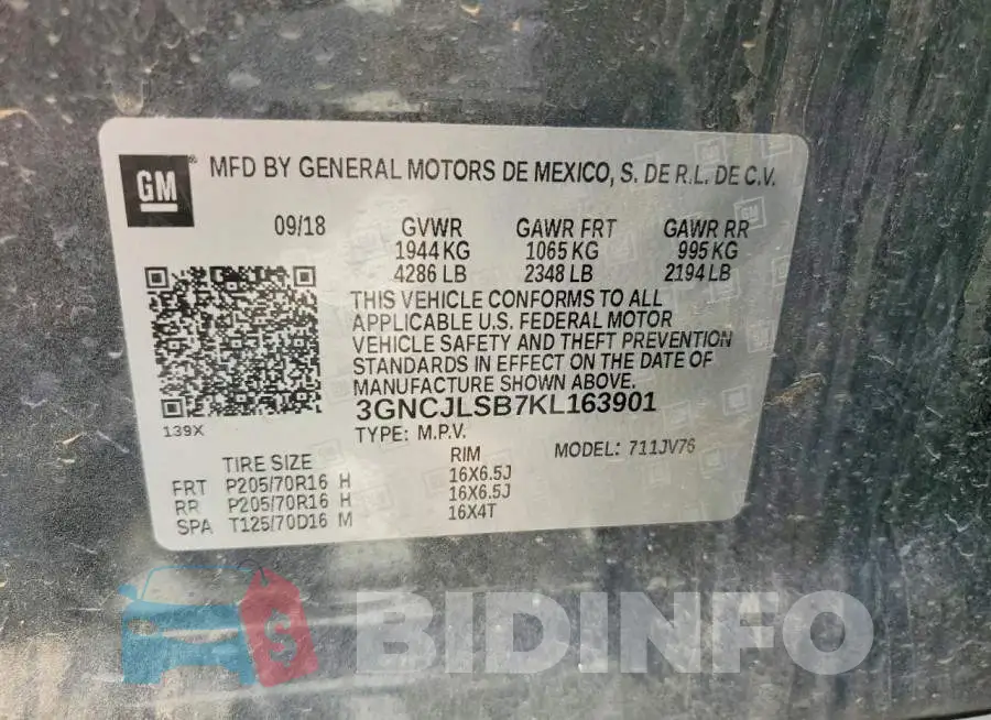 3GNCJLSB7KL163901 Photo# 14