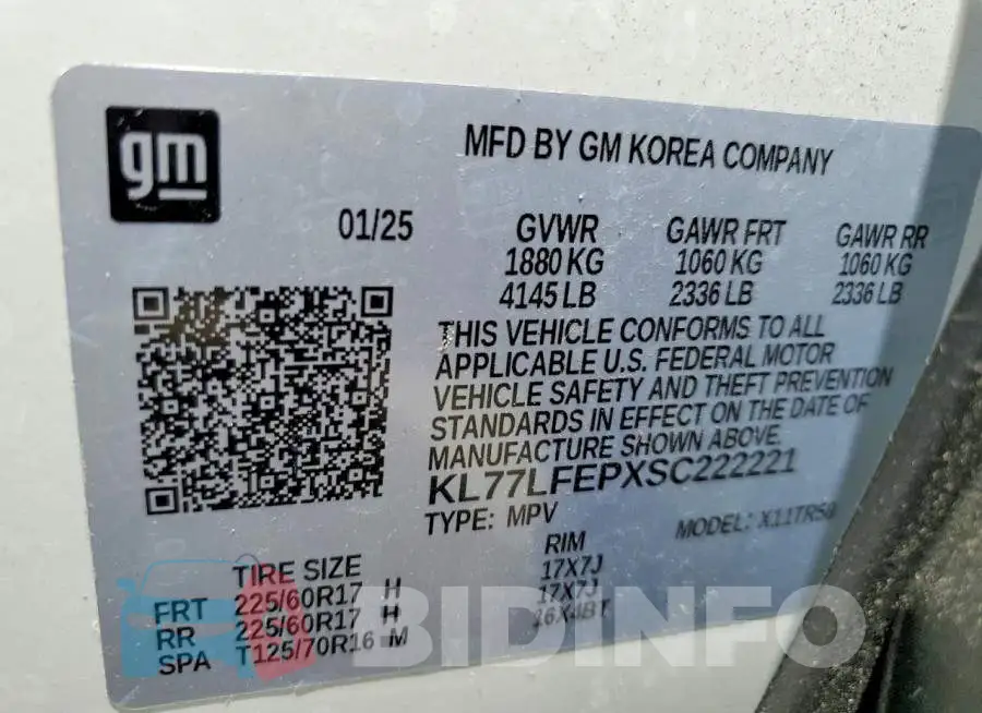 KL77LFEPXSC222221 Photo# 12