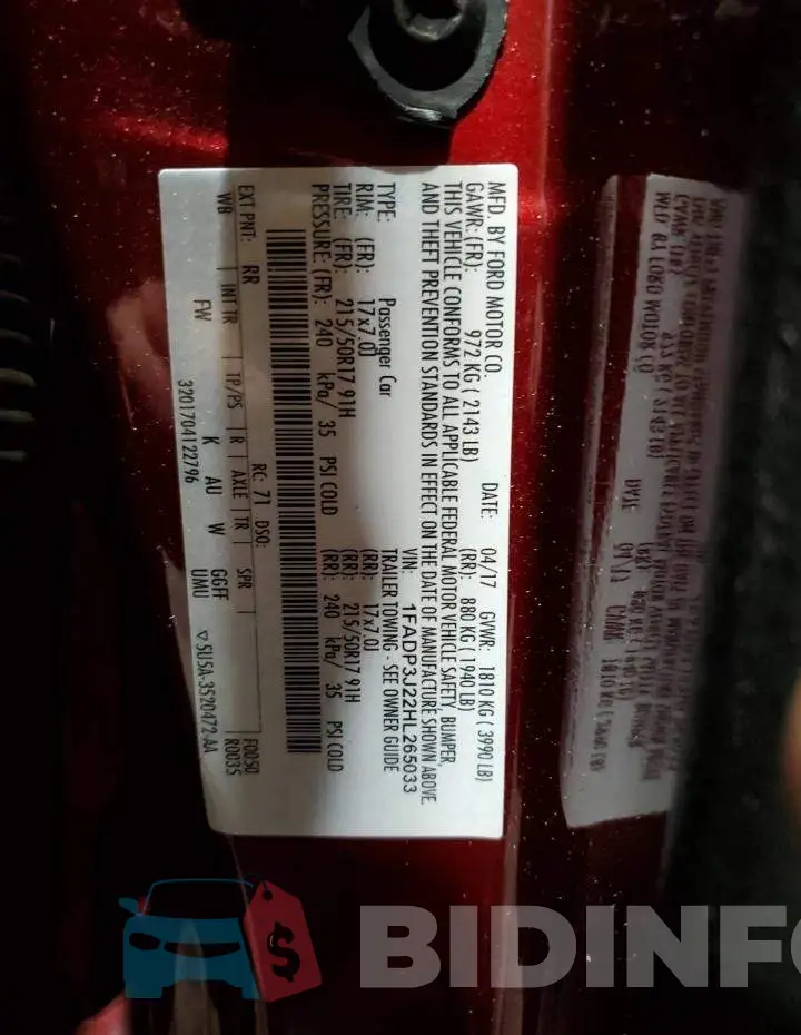 1FADP3J22HL265033 Photo# 12