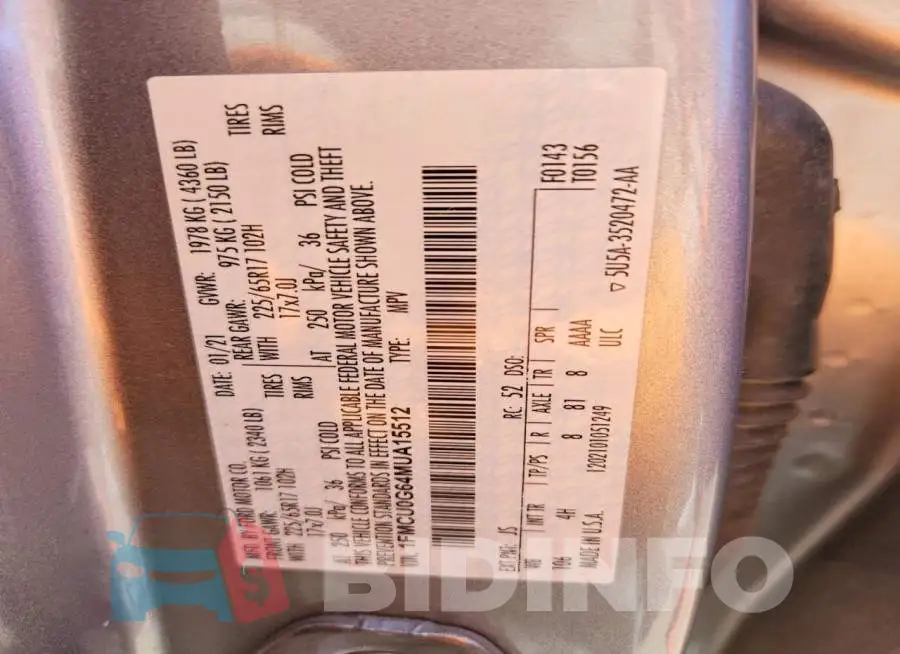 1FMCU0G64MUA15512 Photo# 12