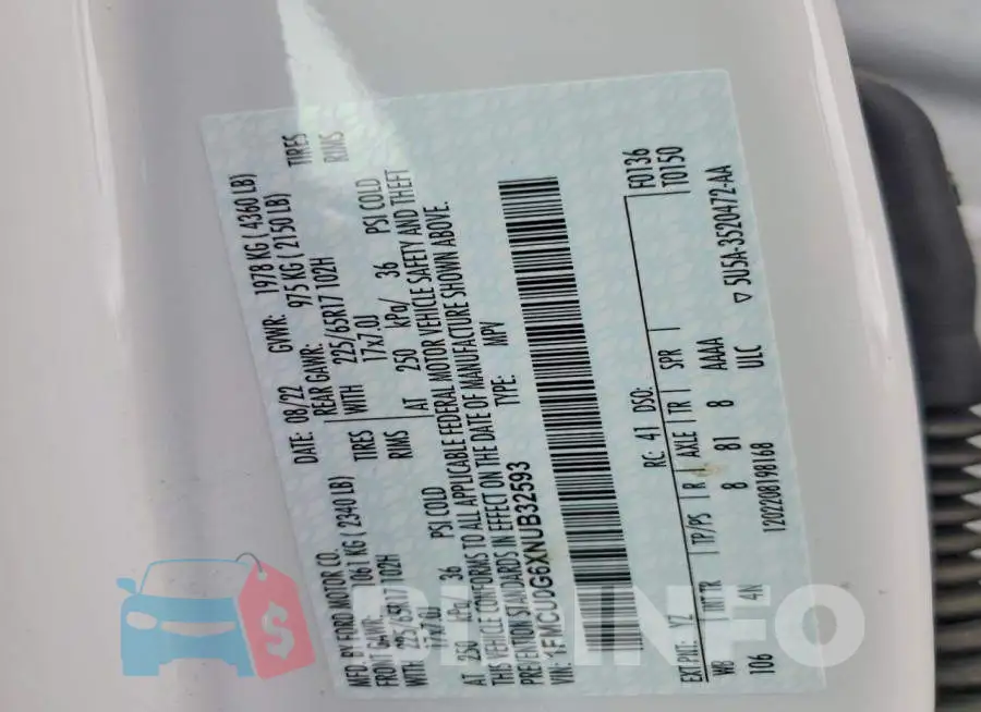 1FMCU0G6XNUB32593 Photo# 12
