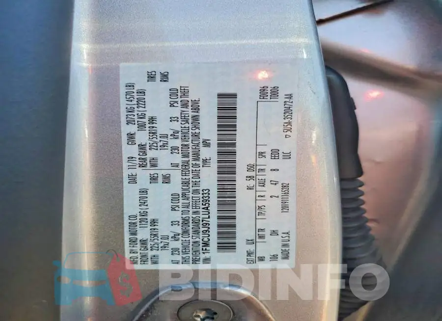 1FMCU9J97LUA59333 Photo# 14