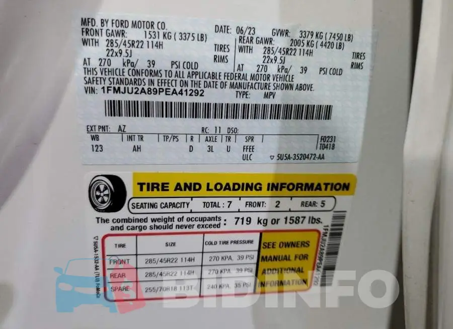 1FMJU2A89PEA41292 Photo# 13