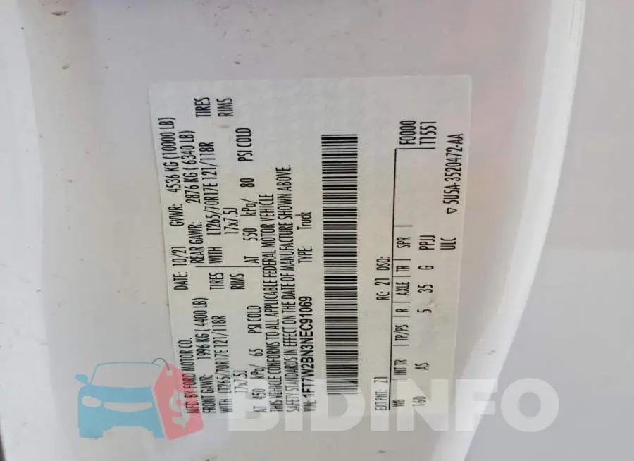 1FT7W2BN3NEC91069 Photo# 12