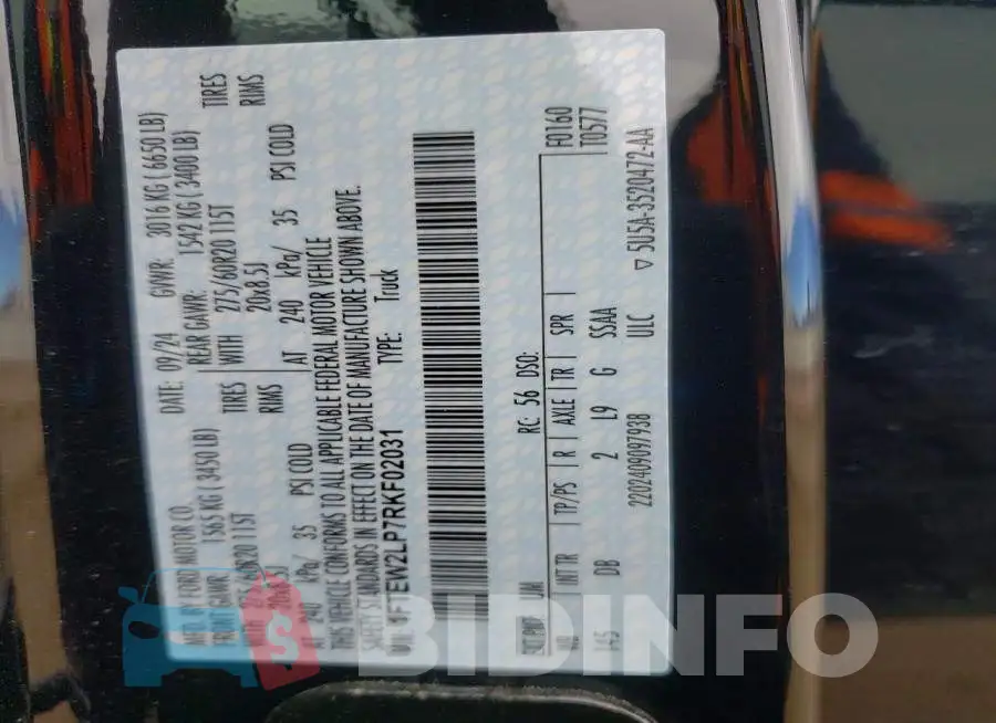 1FTEW2LP7RKF02031 Photo# 13