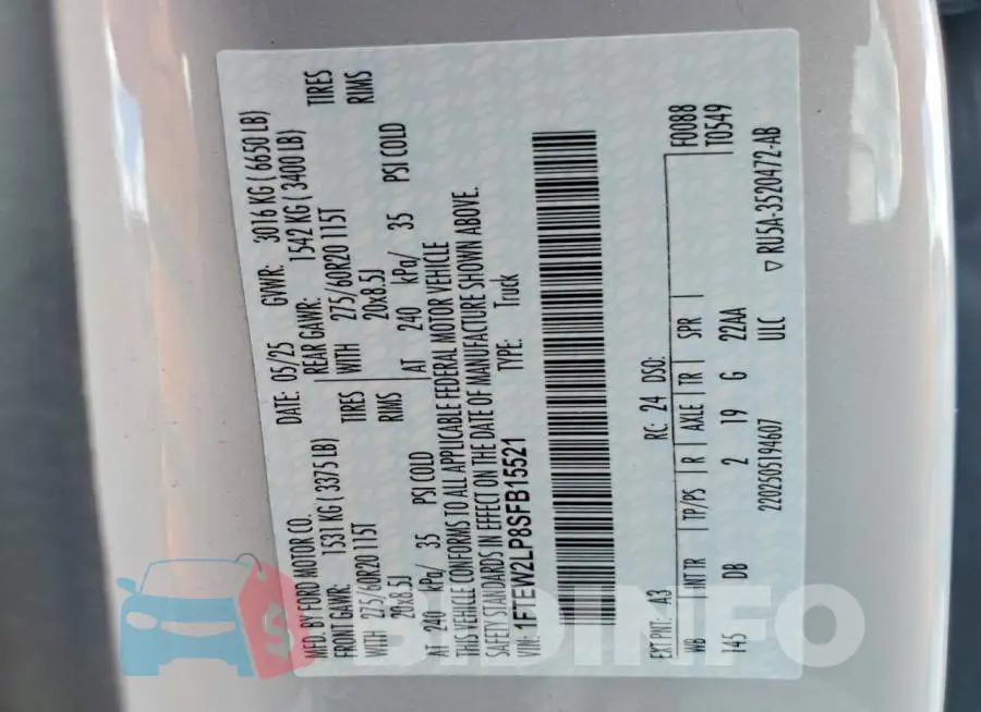 1FTEW2LP8SFB15521 Photo# 12