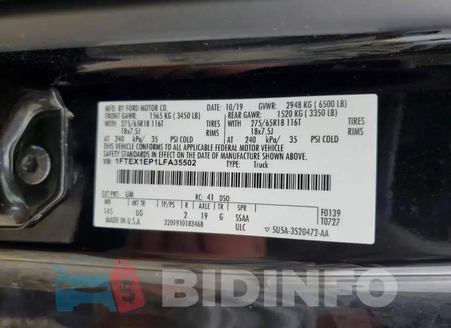 1FTEX1EP1LFA35502 Photo# 12