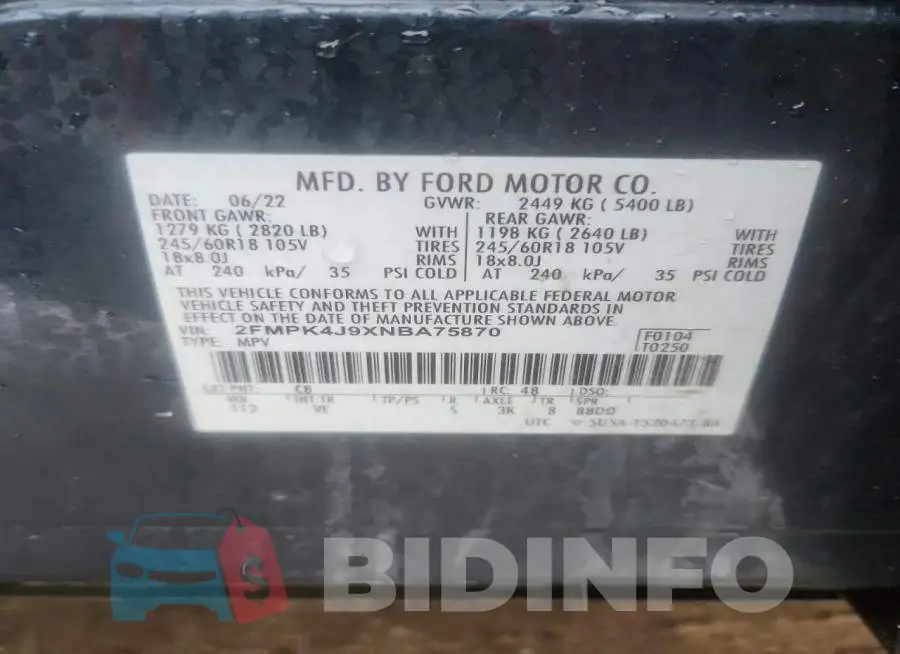 2FMPK4J9XNBA75870 Photo# 14