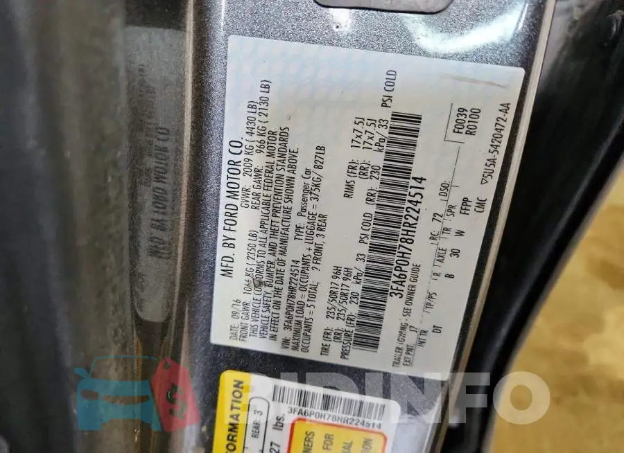 3FA6P0H78HR224514 Photo# 12