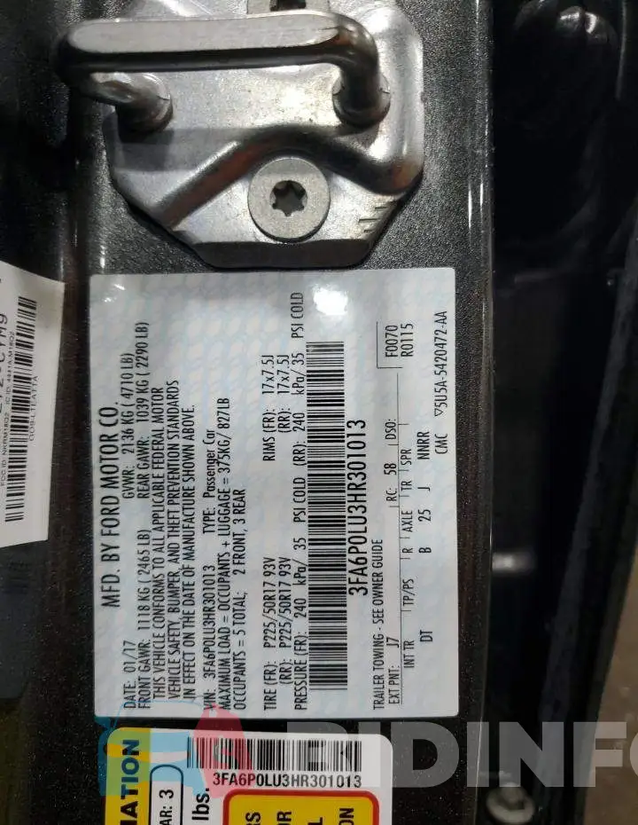 3FA6P0LU3HR301013 Photo# 12