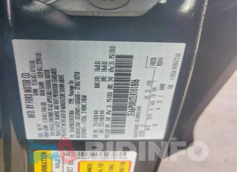 3FA6P0RU2LR101806 Photo# 12