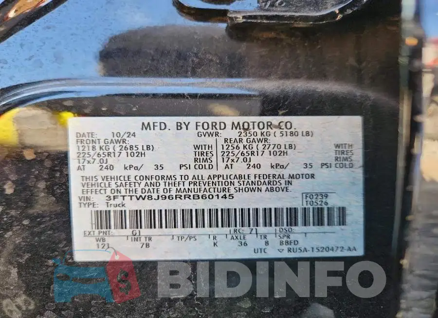 3FTTW8J96RRB60145 Photo# 12