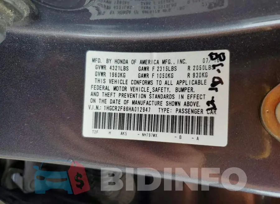 1HGCR2F86HA012947 Photo# 12