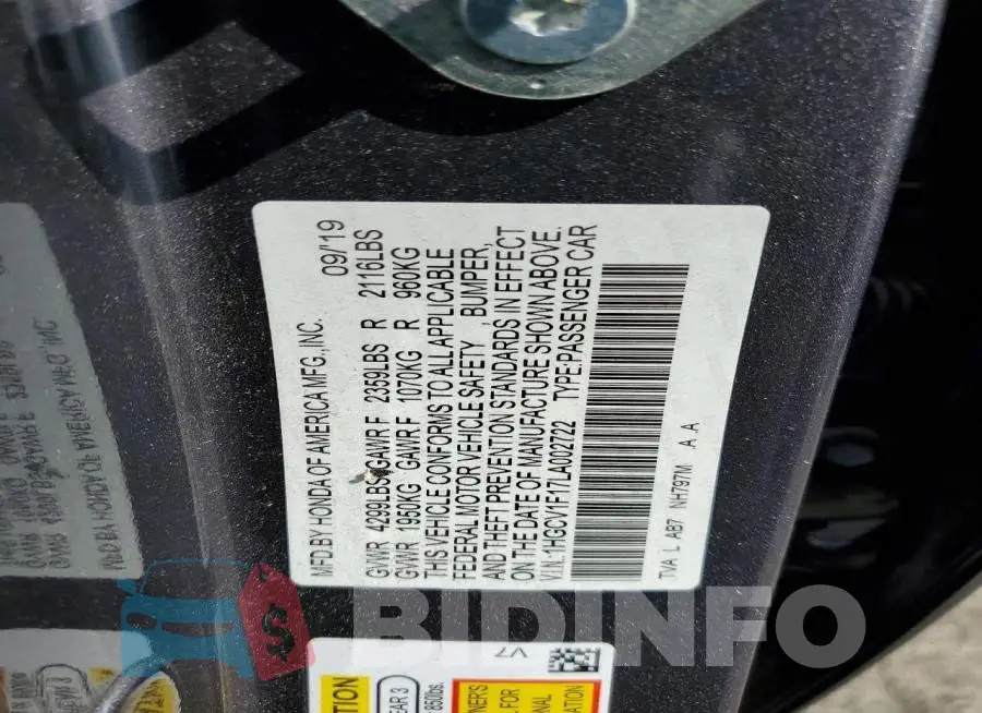 1HGCV1F17LA002722 Photo# 13