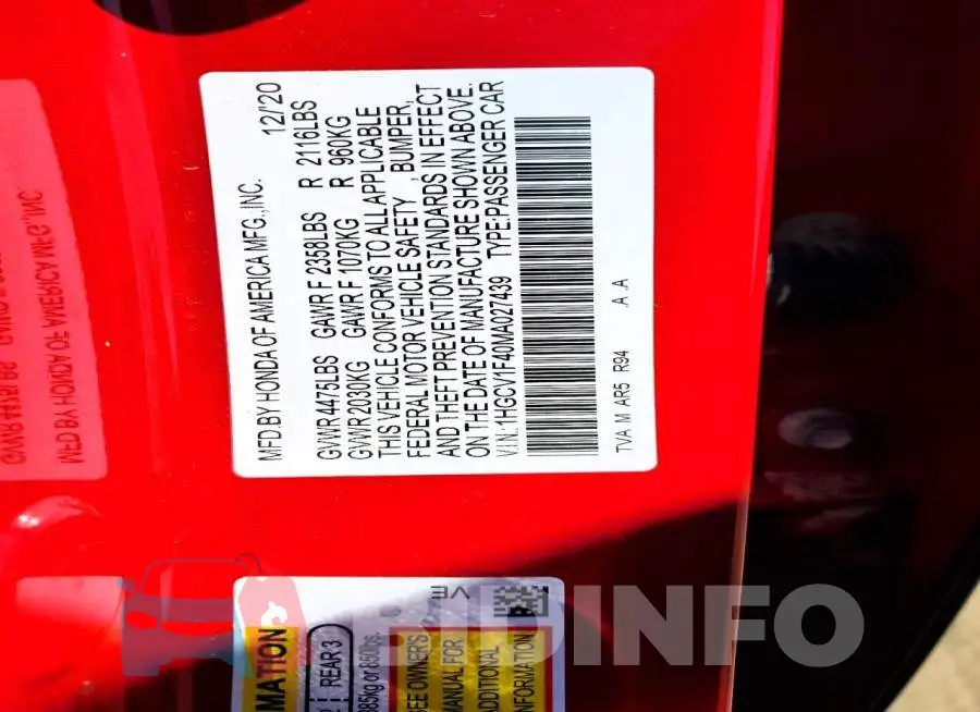 1HGCV1F40MA027439 Photo# 13