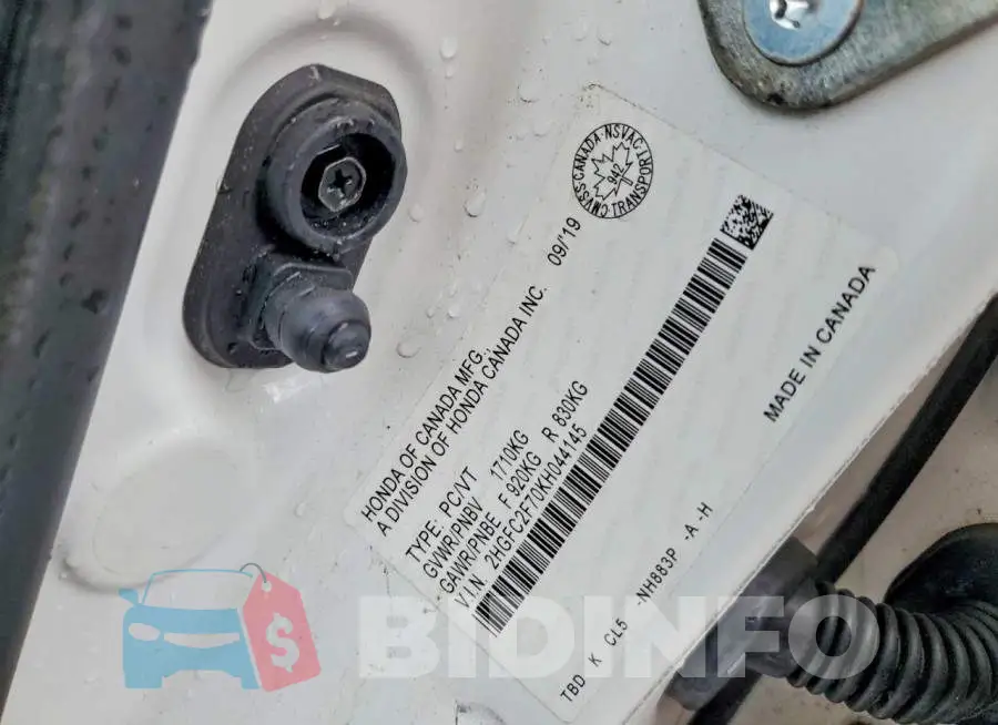 2HGFC2F70KH044145 Photo# 12