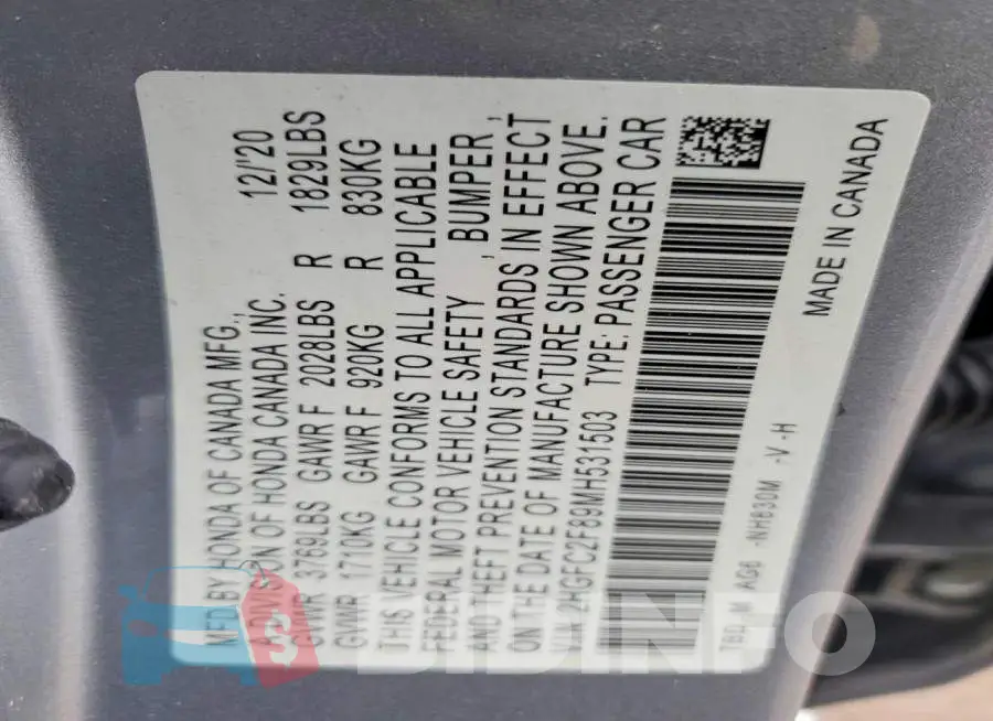 2HGFC2F89MH531503 Photo# 12