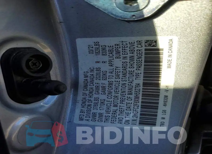 2HGFC2F8XMH552764 Photo# 12