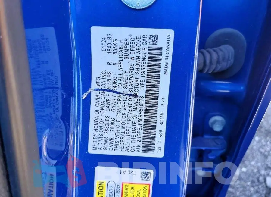 2HGFE2F50RH540078 Photo# 12