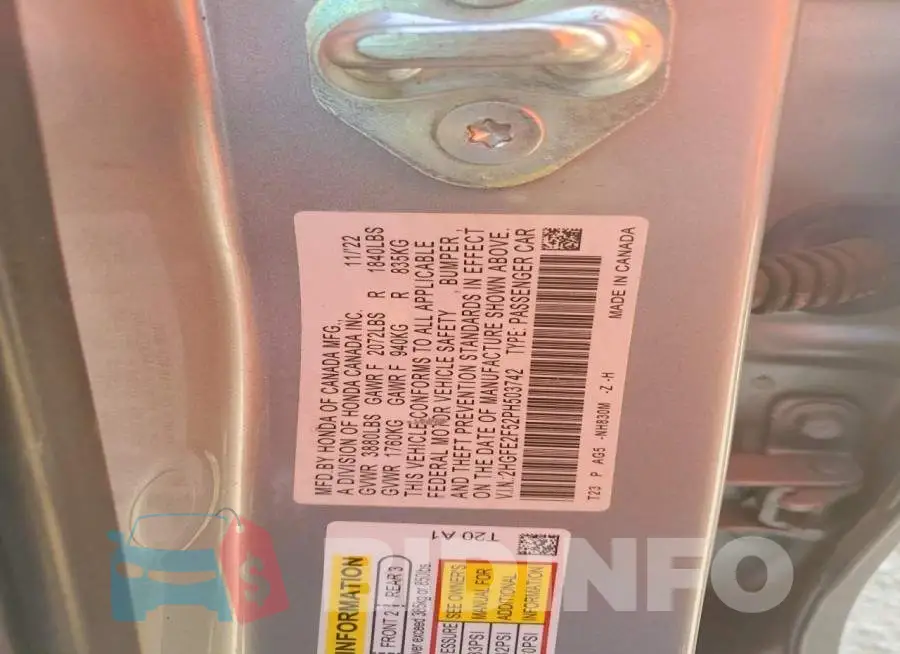 2HGFE2F52PH503742 Photo# 12