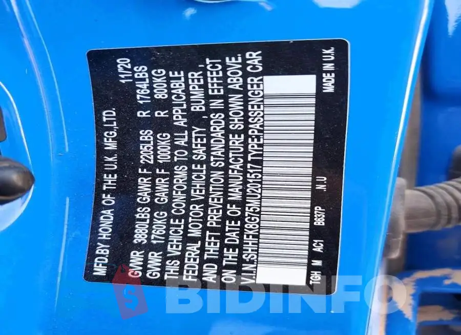 SHHFK8G75MU201517 Photo# 12