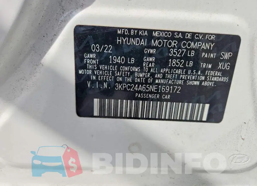3KPC24A65NE169172 Photo# 13