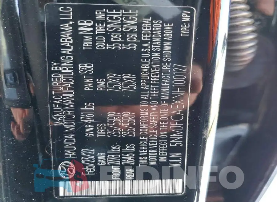 5NMJFCAEXNH100127 Photo# 14