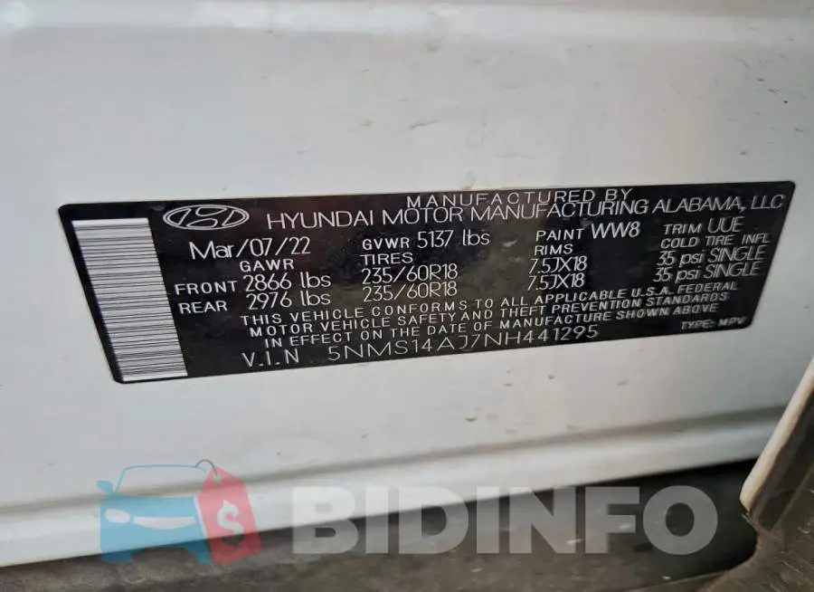 5NMS14AJ7NH441295 Photo# 14