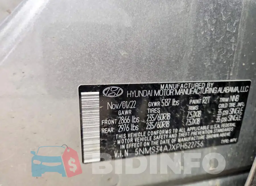 5NMS34AJXPH522756 Photo# 13