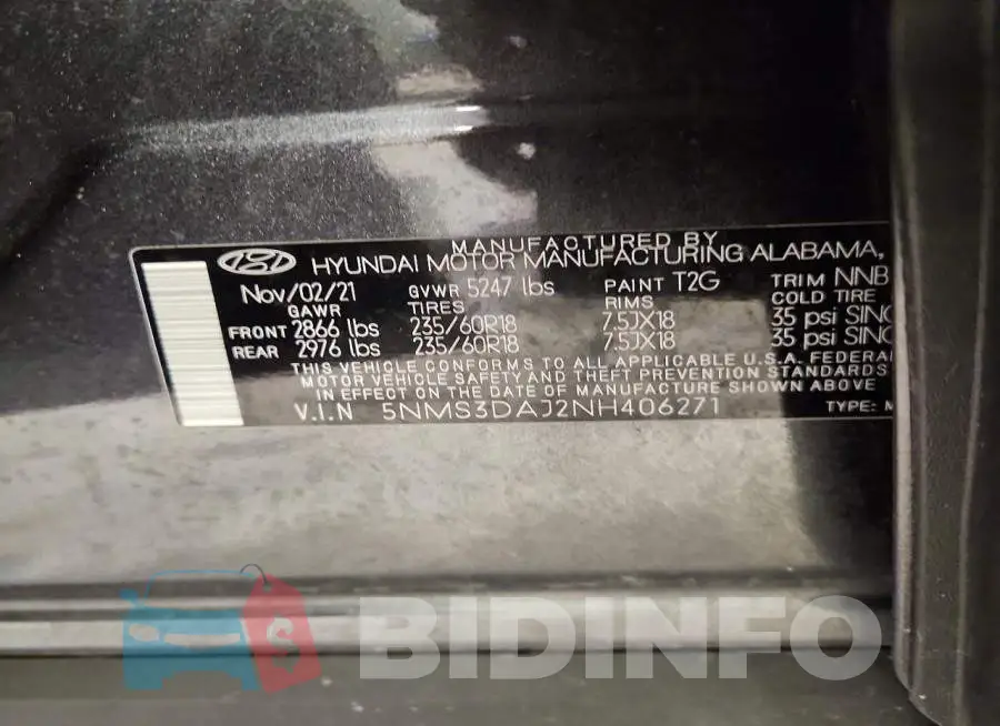 5NMS3DAJ2NH406271 Photo# 13