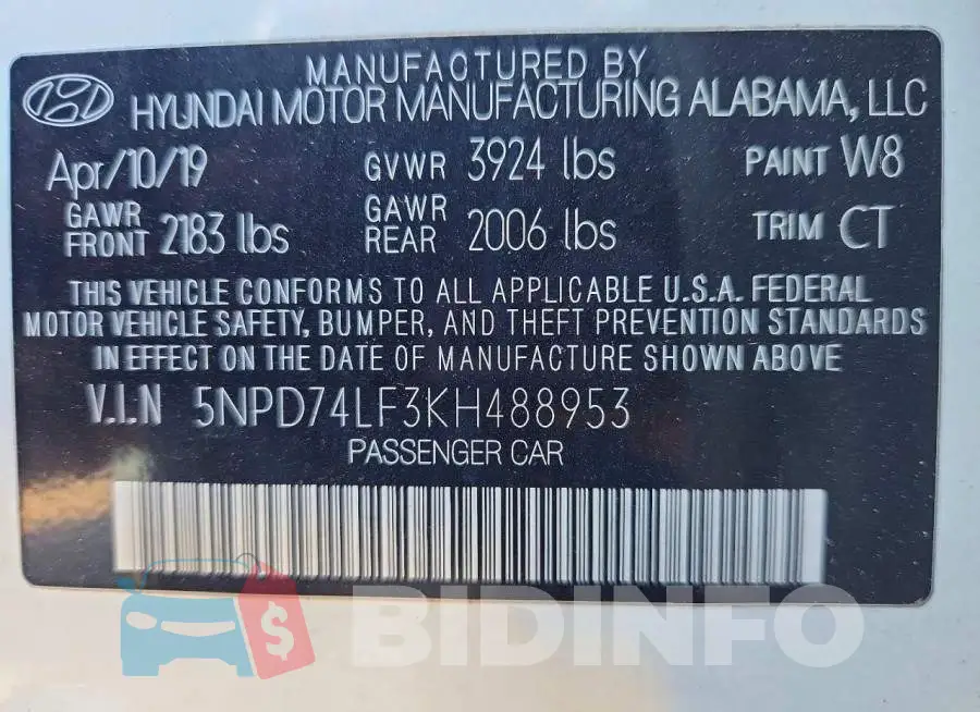 5NPD74LF3KH488953 Photo# 12