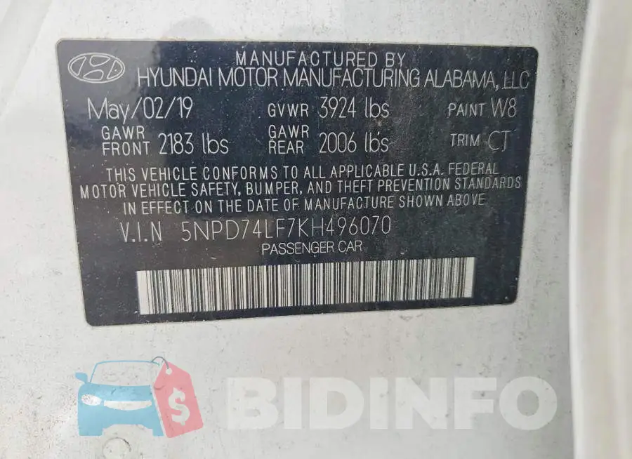 5NPD74LF7KH496070 Photo# 12